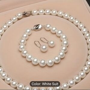 Freshwater Classic White Pearl Necklace Set